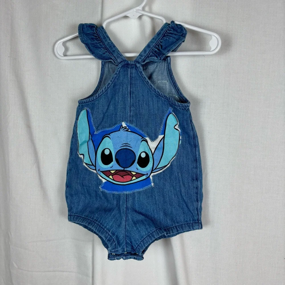 Old Navy LILO and Stitch 6-12 Month Classic Blue Denim Overalls Hand‎ Crafted
